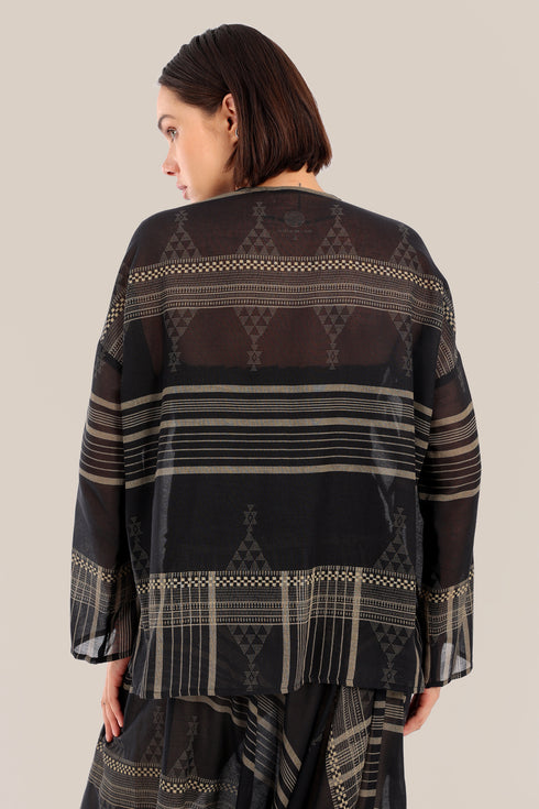Loose fit printed cotton voile top